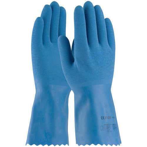 ‎55-1635/L Coated Supported Gloves - Assurance - Latex Coating with Nylon Liner - Blue Latex Crinkle Grip - Exact Industrial Supply