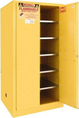 Securall Cabinets - 2 Door, 5 Shelf, Yellow Steel Standard Safety Cabinet for Flammable and Combustible Liquids - 65" High x 31" Wide x 31" Deep, Manual Closing Door, 3 Point Key Lock, 120 Gal Capacity - All Tool & Supply