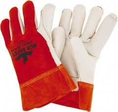 MCR Safety - Size XL Unlined Cowhide Welding Glove - White/Red, Pair - All Tool & Supply
