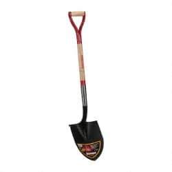 Razor-Back - 12" High x 8-3/4" Wide Round Steel Shovel - 30" Long Steel & Wood D-Grip Handle, Rolled - All Tool & Supply