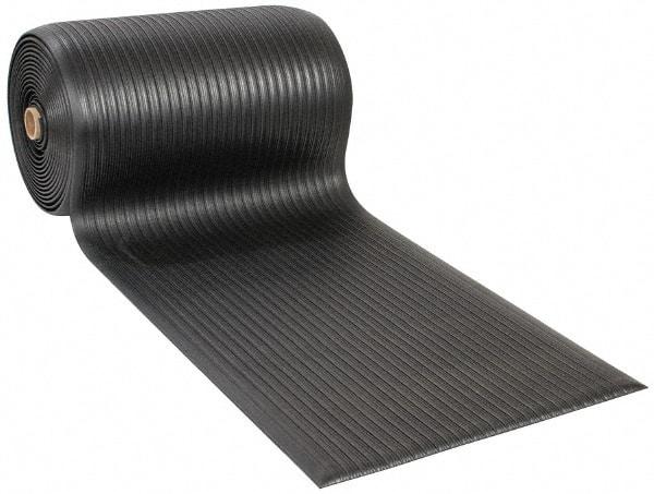 Wearwell - 60' Long x 3' Wide, Dry Environment, Anti-Fatigue Matting - Black, Vinyl with Vinyl Sponge Base, Rounded on 4 Sides - All Tool & Supply