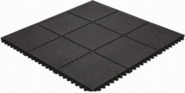 Wearwell - 3' Long x 3' Wide x 5/8" Thick, Anti-Fatigue Modular Matting Tiles - 4 Interlocking Sides, Black, For Dry Areas, Series 570 - All Tool & Supply