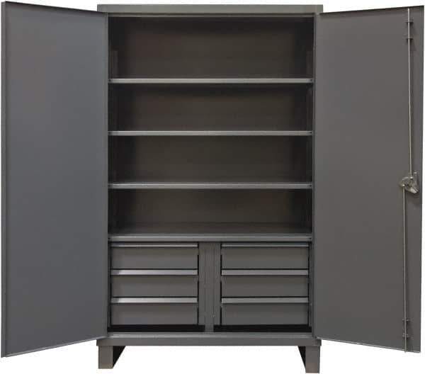 Durham - 4 Shelf Locking Storage Cabinet - Steel, 60" Wide x 24" Deep x 78" High, Gray - All Tool & Supply