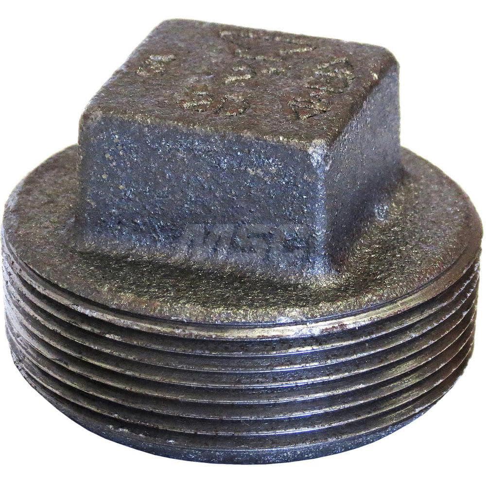 Black Square Plug: 3-1/2″, 125 psi, Threaded Cast Iron, Black Finish, Class 125