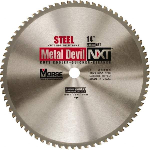 M.K. MORSE - 14" Diam, 1" Arbor Hole Diam, 66 Tooth Wet & Dry Cut Saw Blade - Steel, Standard Round Arbor - All Tool & Supply