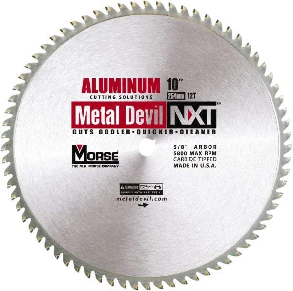 M.K. MORSE - 10" Diam, 5/8" Arbor Hole Diam, 72 Tooth Wet & Dry Cut Saw Blade - Steel, Standard Round Arbor - All Tool & Supply