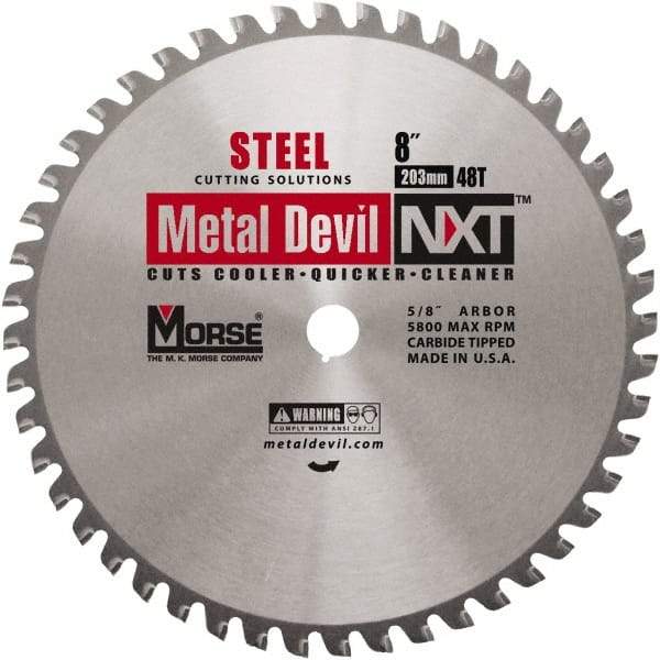 M.K. MORSE - 8" Diam, 5/8" Arbor Hole Diam, 48 Tooth Wet & Dry Cut Saw Blade - Steel, Standard Round Arbor - All Tool & Supply