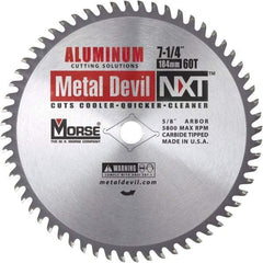 M.K. MORSE - 7-1/4" Diam, 5/8" Arbor Hole Diam, 60 Tooth Wet & Dry Cut Saw Blade - Steel, Standard Round Arbor - All Tool & Supply