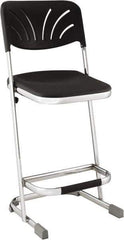 NPS - 24 Inch High, Stationary Square Seat with Steel Backrest - 16-1/4 Inch Deep x 16-3/4 Inch Wide, Plastic Seat, Black and Chrome - All Tool & Supply