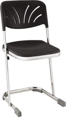 NPS - 18 Inch High, Stationary Square Seat with Steel Backrest - 16-1/4 Inch Deep x 16-3/4 Inch Wide, Plastic Seat, Black and Chrome - All Tool & Supply