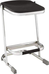 NPS - 24 Inch High, Stationary Fixed Height Stool - 16-1/4 Inch Deep x 16-3/4 Inch Wide, Plastic Seat, Black and Chrome - All Tool & Supply