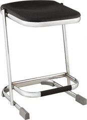 NPS - 22 Inch High, Stationary Fixed Height Stool - 16-1/4 Inch Deep x 16-3/4 Inch Wide, Plastic Seat, Black and Chrome - All Tool & Supply