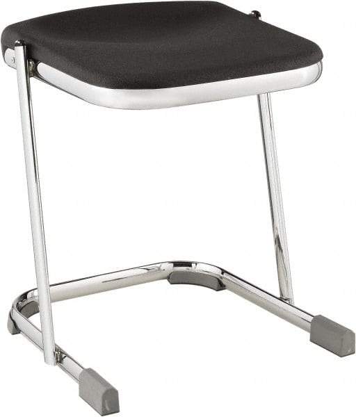 NPS - 18 Inch High, Stationary Fixed Height Stool - 16-1/4 Inch Deep x 16-3/4 Inch Wide, Plastic Seat, Black and Chrome - All Tool & Supply