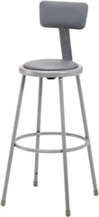 NPS - 30 Inch High, Stationary Fixed Height Stool with Adjustable Height Backrest - 16-1/2 Inch Deep x 16-1/2 Inch Wide, Vinyl Seat, Gray - All Tool & Supply