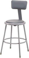 NPS - 24 Inch High, Stationary Fixed Height Stool with Adjustable Height Backrest - 15 Inch Deep x 15 Inch Wide, Vinyl Seat, Gray - All Tool & Supply