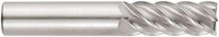 Niagara Cutter - 9/16", 1-1/2" LOC, 9/16" Shank Diam, 3-1/2" OAL, 5 Flute, Solid Carbide Square End Mill - Single End, Uncoated, Spiral Flute, 45° Helix, Centercutting, Right Hand Cut, Right Hand Flute, Series S545 - All Tool & Supply