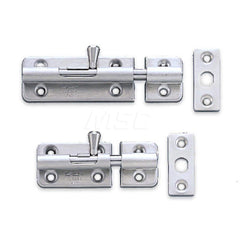 Slide Bolts; Type: Spring Loaded Barrel Bolt; Length (mm): 90.00; Width (mm): 40.50; Finish/Coating: Satin; Additional Information: Weight: 147 g; Counter Plate Size: 18 x 42 x 1 mm; Screw: 3.5 x 20; Overall Length: 115.4 mm; Minimum Order Quantity: 304 S