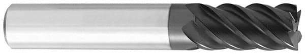 OSG - 1/2", 1-1/4" LOC, 1/2" Shank Diam, 3" OAL, 5 Flute, Solid Carbide Square End Mill - Single End, TiCN Finish, Spiral Flute, 45° Helix, Centercutting, Right Hand Cut, Right Hand Flute, Series 455C - All Tool & Supply