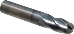 OSG - 5/8" Diam, 1-1/4" LOC, 4 Flute Solid Carbide Ball End Mill - TiCN Finish, Single End, 3-1/2" OAL, 5/8" Shank Diam, Spiral Flute - All Tool & Supply