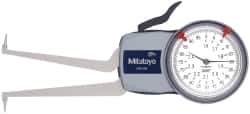 Mitutoyo - 1.6 to 2.4" Inside Dial Caliper Gage - 0.0005" Graduation, 0.0015" Accuracy, 3.3" Leg Length, 0.31" Deep x 0.06" Wide Groove, Ball Contact Points - All Tool & Supply