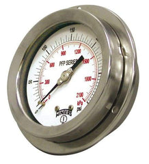 Winters - 2-1/2" Dial, 1/4 Thread, 0-30 Scale Range, Pressure Gauge - Front Flange Panel Mount, Center Back Connection Mount, Accurate to 1.6% of Scale - All Tool & Supply