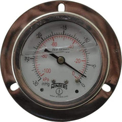 Winters - 2-1/2" Dial, 1/4 Thread, 30 Scale Range, Pressure Gauge - Front Flange Panel Mount, Center Back Connection Mount, Accurate to 1.6% of Scale - All Tool & Supply