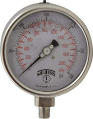 Winters - 4" Dial, 1/4 Thread, 0-300 Scale Range, Pressure Gauge - Lower Connection Mount, Accurate to 1% of Scale - All Tool & Supply