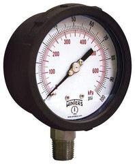 Winters - 4" Dial, 1/4 Thread, 30-0-100 Scale Range, Pressure Gauge - Lower Connection Mount, Accurate to 1% of Scale - All Tool & Supply