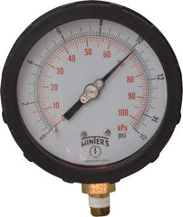 Winters - 4" Dial, 1/4 Thread, 0-15 Scale Range, Pressure Gauge - Lower Connection Mount, Accurate to 1% of Scale - All Tool & Supply