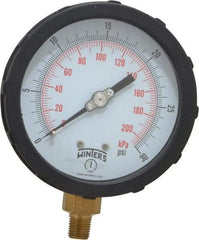 Winters - 4" Dial, 1/4 Thread, 0-30 Scale Range, Pressure Gauge - Lower Connection Mount, Accurate to 1% of Scale - All Tool & Supply