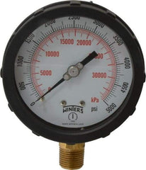 Winters - 4" Dial, 1/2 Thread, 0-5,000 Scale Range, Pressure Gauge - Lower Connection Mount, Accurate to 1% of Scale - All Tool & Supply