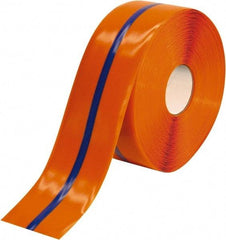 PRO-SAFE - Orange & Blue Striped PVC Tape - 4" Wide x 100' Long x 50 mil Thick, General Traffic - All Tool & Supply