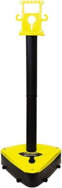 PRO-SAFE - 46-1/2" High, 3" Pole Diam, Warning Post - 55-1/4" Base Diam, Triangle Plastic Base, Black & Yellow Plastic Post, For Outdoor Use - All Tool & Supply