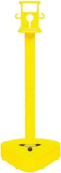 PRO-SAFE - 46-1/2" High, 3" Pole Diam, Warning Post - 55-1/4" Base Diam, Triangle Plastic Base, Yellow Plastic Post, For Outdoor Use - All Tool & Supply