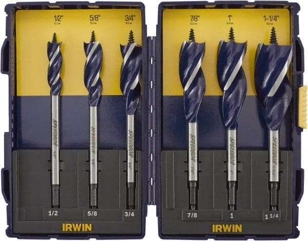 Irwin - 1/2 to 1-1/4", High Speed Steel Spade Drill Bit Set - All Tool & Supply