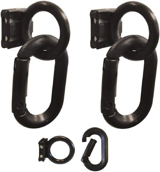 PRO-SAFE - 1-1/2" High x 4" Long x 1-1/4" Wide Barrier Magnet Carabiner Kit - Matte Finish, Black, Use with Plastic Chain - All Tool & Supply