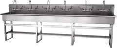 SANI-LAV - 117" Long x 16-1/2" Wide Inside, 1 Compartment, Grade 304 Stainless Steel Hand Sink-Pedestal Mount - 16 Gauge, 120" Long x 20" Wide x 45" High Outside, 8" Deep - All Tool & Supply