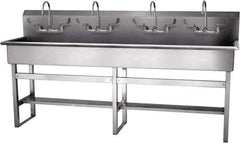 SANI-LAV - 77" Long x 16-1/2" Wide Inside, 1 Compartment, Grade 304 Stainless Steel Hand Sink-Pedestal Mount - 16 Gauge, 80" Long x 20" Wide x 45" High Outside, 8" Deep - All Tool & Supply