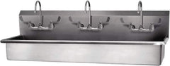 SANI-LAV - 57" Long x 16-1/2" Wide Inside, 1 Compartment, Grade 304 Stainless Steel Hand Sink-Wall Mount - 16 Gauge, 60" Long x 20" Wide x 18" High Outside, 8" Deep - All Tool & Supply