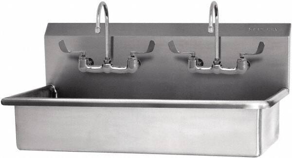 SANI-LAV - 37" Long x 16-1/2" Wide Inside, 1 Compartment, Grade 304 Stainless Steel Hand Sink-Wall Mount - 16 Gauge, 40" Long x 20" Wide x 18" High Outside, 8" Deep - All Tool & Supply