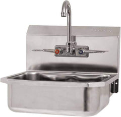 SANI-LAV - 14" Long x 11" Wide Inside, 1 Compartment, Grade 304 Stainless Steel Hand Sink-Wall Mount - 18 Gauge, 16" Long x 15-1/4" Wide x 22-3/4" High Outside, 5" Deep - All Tool & Supply