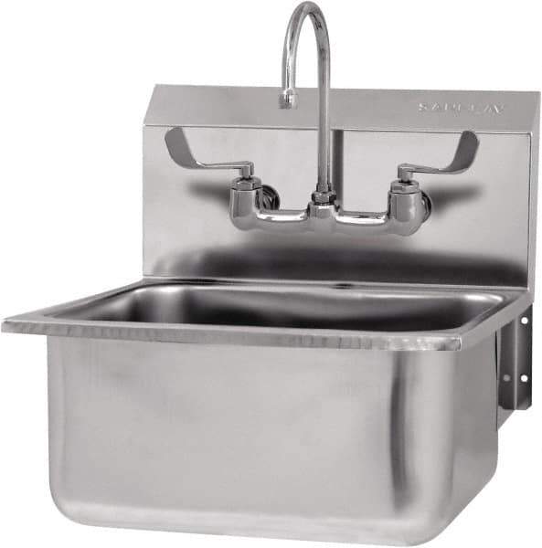 SANI-LAV - 19" Long x 16" Wide Inside, 1 Compartment, Grade 304 Stainless Steel Hand Sink-Wall Mount - 18 Gauge, 21" Long x 20" Wide x 24" High Outside, 10" Deep - All Tool & Supply