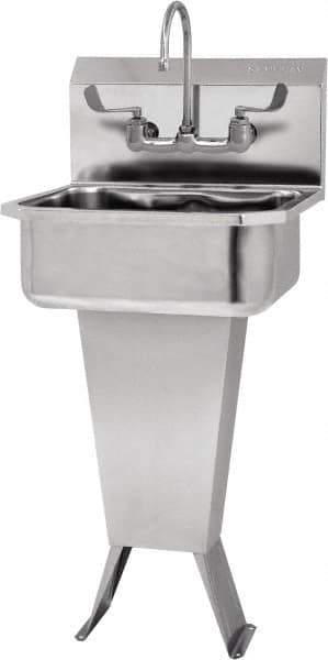 SANI-LAV - 17" Long x 14" Wide Inside, 1 Compartment, Grade 304 Stainless Steel Hand Sink-Pedestal Mount - 18 Gauge, 19" Long x 18" Wide x 46" High Outside, 7" Deep - All Tool & Supply