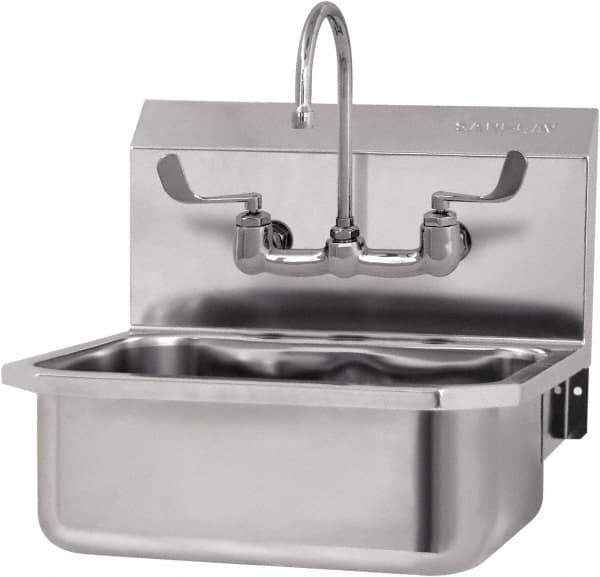 SANI-LAV - 17" Long x 14" Wide Inside, 1 Compartment, Grade 304 Stainless Steel Hand Sink-Wall Mount - 18 Gauge, 19" Long x 18" Wide x 21" High Outside, 7" Deep - All Tool & Supply