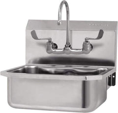 SANI-LAV - 17" Long x 14" Wide Inside, 1 Compartment, Grade 304 Stainless Steel Hand Sink-Wall Mount - 18 Gauge, 19" Long x 18" Wide x 21" High Outside, 7" Deep - All Tool & Supply