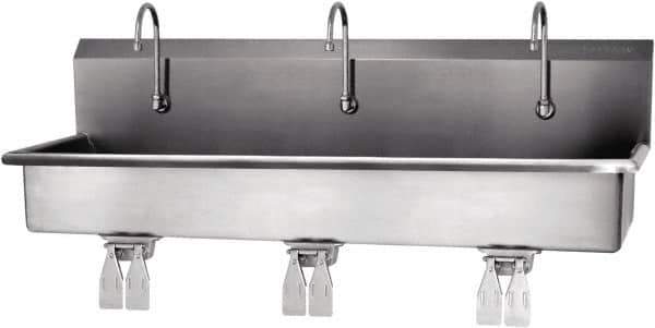 SANI-LAV - 57" Long x 16-1/2" Wide Inside, 1 Compartment, Grade 304 Stainless Steel Hands Free Hand Sink - 16 Gauge, 60" Long x 20" Wide x 18" High Outside, 8" Deep - All Tool & Supply