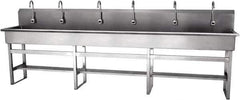 SANI-LAV - 117" Long x 16-1/2" Wide Inside, 1 Compartment, Grade 304 Stainless Steel Hands Free Hand Sink - 16 Gauge, 120" Long x 20" Wide x 45" High Outside, 8" Deep - All Tool & Supply