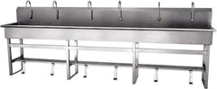 SANI-LAV - 117" Long x 16-1/2" Wide Inside, 1 Compartment, Grade 304 Stainless Steel Hands Free Hand Sink - 16 Gauge, 120" Long x 20" Wide x 45" High Outside, 8" Deep - All Tool & Supply