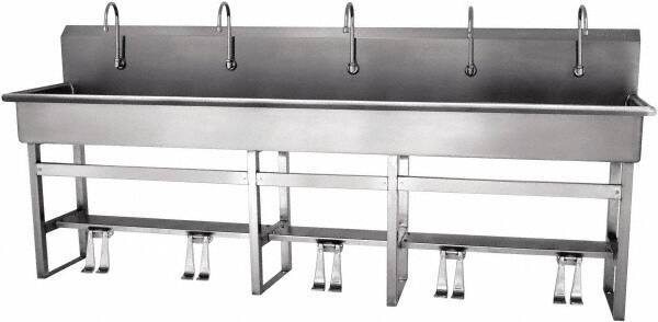 SANI-LAV - 97" Long x 16-1/2" Wide Inside, 1 Compartment, Grade 304 Stainless Steel Hands Free Hand Sink - 16 Gauge, 100" Long x 20" Wide x 45" High Outside, 8" Deep - All Tool & Supply