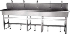 SANI-LAV - 97" Long x 16-1/2" Wide Inside, 1 Compartment, Grade 304 Stainless Steel Hands Free Hand Sink - 16 Gauge, 100" Long x 20" Wide x 45" High Outside, 8" Deep - All Tool & Supply